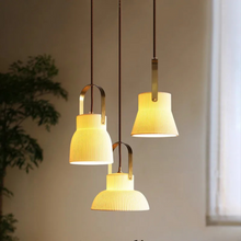 Load image into Gallery viewer, Japandi Style Ribbed Ceramic Pendant Lights