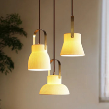 Load image into Gallery viewer, Japandi Style Ribbed Ceramic Pendant Lights
