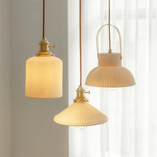 Load image into Gallery viewer, Japandi Style Ribbed Ceramic Pendant Lights