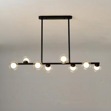 Cargar imagen en el visor de la galería, Black Eight Bulb Horizontal Dining Light Fixture