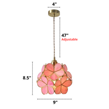 Load image into Gallery viewer, Glass Flower Pendant Light Dimensions