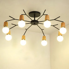 Load image into Gallery viewer, log cabin style wood accent ceiling light fixture