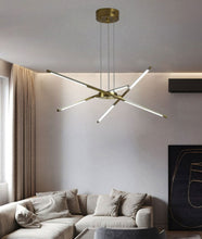 Charger l'image dans la galerie, Six arm modern style gold finish LED chandelier for living room