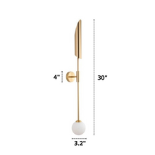 Cargar imagen en el visor de la galería, Ion Frosted Glass Globe Wall Sconce Dimensions