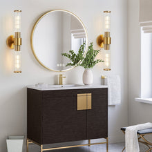 Load image into Gallery viewer, Gold two-bulb fluted glass modern style vanity lighting