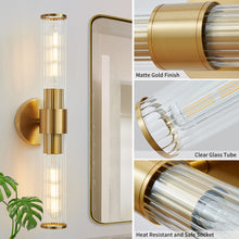 Load image into Gallery viewer, Two-Bulb Fluted Glass Wall/Vanity Sconce