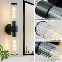 Load image into Gallery viewer, Two-Bulb Fluted Glass Wall/Vanity Sconce