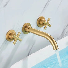 Charger l'image dans la galerie, Vintage style brushed gold finish two-handle bathroom faucet