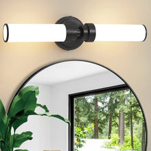 Cargar imagen en el visor de la galería, Wal Sconce with Black Finish and Frosted White Glass Shade