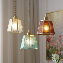 Charger l'image dans la galerie, transparent, light blue, and amber glass pendant lights