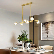 Cargar imagen en el visor de la galería, Six Bulb Gold Modern Horizontal Chandelier