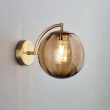 Load image into Gallery viewer, Glass Globe Wall Sconce Amber Glass Shade