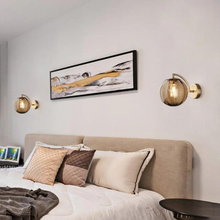 Load image into Gallery viewer, Amber glass vintage style glass globe wall sconce