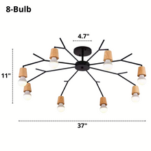 Load image into Gallery viewer, Eight Bulb Forest Modern Nordic Ceiling Light Dimensions