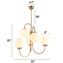 Charger l'image dans la galerie, Frosted Glass Multi-Bulb Chandelier Dimensions