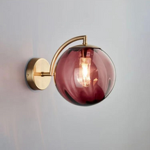 Load image into Gallery viewer, Glass Globe Wall Sconce Ruby Glass Shade