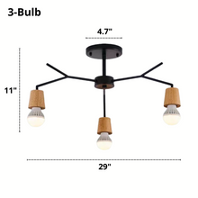 Load image into Gallery viewer, Three Bulb Forest Modern Nordic Ceiling Light Dimensions