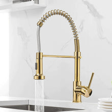 Load image into Gallery viewer, polished gold single hole spring kitchen faucet