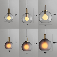 Load image into Gallery viewer, globe Hilde glass pendants dimensions