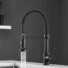 Load image into Gallery viewer, matte black spring pull out single handle kitchen faucet
