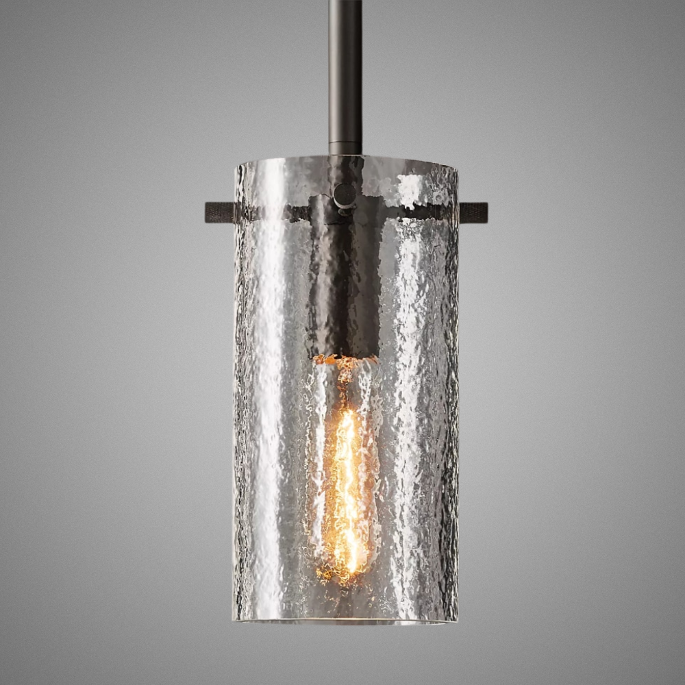 Curated visual reference: Textured Glass Pendant Lights For Apartment Entryways Reference: Lavelle Cylindrical Textured Glass Pendant Lights