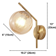 Charger l'image dans la galerie, Modern Glass Globe Wall Sconce Dimensions