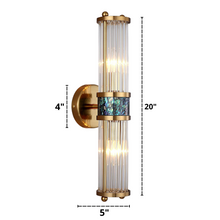 Load image into Gallery viewer, Glass Crystal Wall Light two bulb dimensions