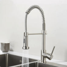 Load image into Gallery viewer, brushed nickel brass dual flow kitchen faucet