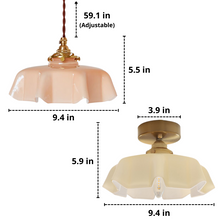 Load image into Gallery viewer, Draped Glass Pendant Light Dimensions