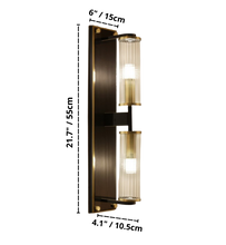 Load image into Gallery viewer, copper and glass column wall sconce dimensions