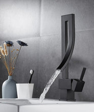 Load image into Gallery viewer, Modern Black Curved Master Bathroom Sink Faucet