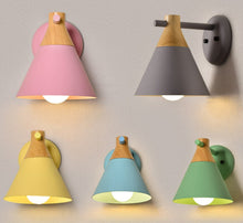 Charger l'image dans la galerie, Colorful Nordic Wood Base Wall Sconces