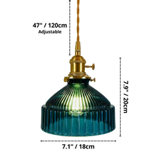 Load image into Gallery viewer, retro colorful textured glass pendant light dimensions