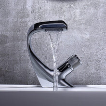 Load image into Gallery viewer, Modern curved chrome bathroom faucet