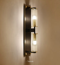 Load image into Gallery viewer, Copper & Glass Column Wall Sconce