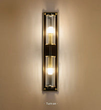 Load image into Gallery viewer, Copper & Glass Column Wall Sconce
