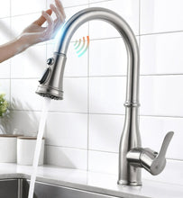 Charger l'image dans la galerie, brushed nickel pull down retractable modern kitchen faucet
