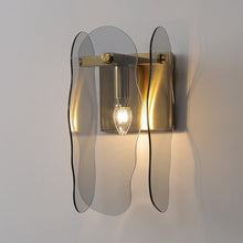 Load image into Gallery viewer, modern smooth glass wall sconce with copper frame
