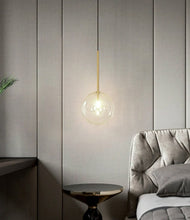 Load image into Gallery viewer, minimalist brass modern LED bedside pendant light