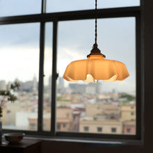 Load image into Gallery viewer, cream colored glass flower plant pendant light