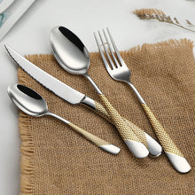 Load image into Gallery viewer, Luxury Textured Handle Silverware Set