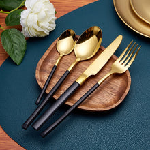 Charger l'image dans la galerie, gold and black handle modern flatware set