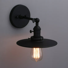 Load image into Gallery viewer, matte black mid-century modern lampshade wall sconce
