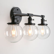 Charger l'image dans la galerie, three bulb matte black farmhouse style wall sconce