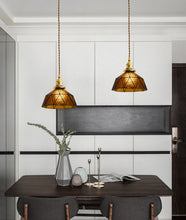 Cargar imagen en el visor de la galería, amber red nordic stained glass pendant lights