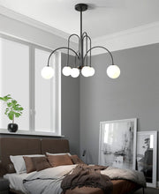 Charger l'image dans la galerie, black modern multi-glass bulb chandelier