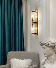 Load image into Gallery viewer, two bulb brass gold hallway wall lamp