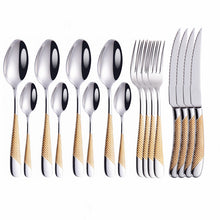Load image into Gallery viewer, Luxury Textured Handle Silverware Set