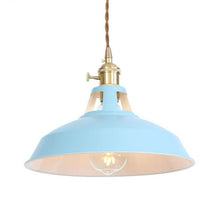 Load image into Gallery viewer, Blue vintage farmhouse pendant light