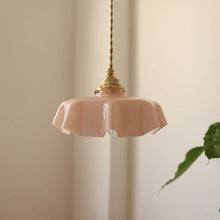 Load image into Gallery viewer, glass flower pendant light in pink
